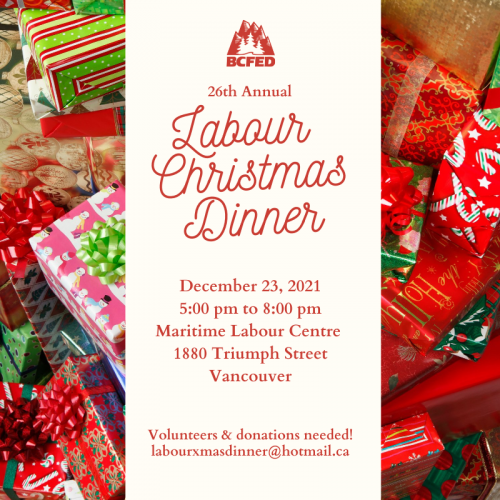 26th Annual Labour Christmas Dinner Vancouver bcfed.ca